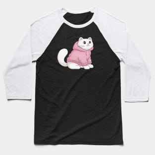 Cute White Cat Baseball T-Shirt